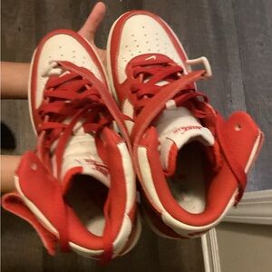 Nike Kids Red and White Sneakers